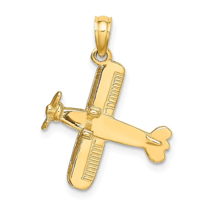 Charm Necklaces TreasureFineJewelers 14k 3D BiPlane Charm