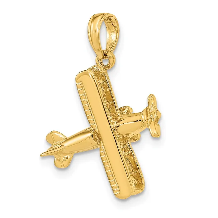 Charm Necklaces TreasureFineJewelers 14k 3D BiPlane Charm