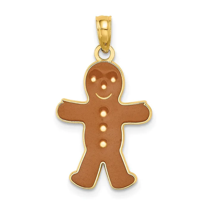 Charm Necklaces TreasureFineJewelers 14K 3D Enameled Gingerbread Man Charm Charm Necklaces TreasureFineJewelers 14K 3D Enameled Gingerbread Man Charm