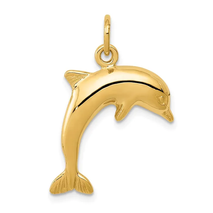 Charm Necklaces TreasureFineJewelers 14k Dolphin Charm