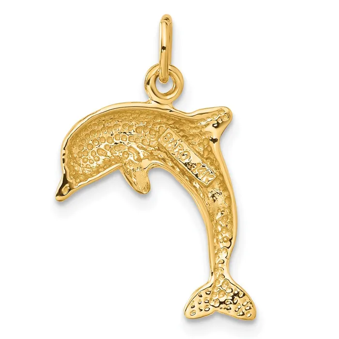 Charm Necklaces TreasureFineJewelers 14k Dolphin Charm