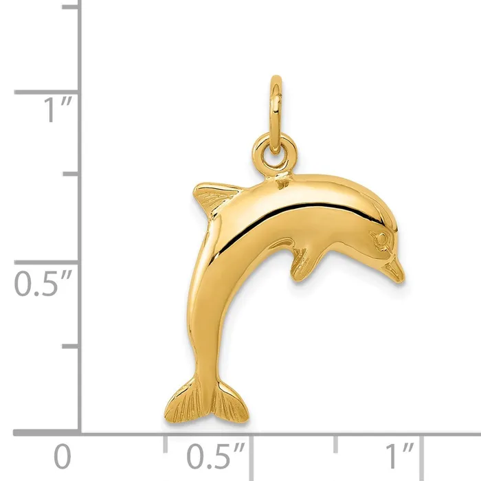 Charm Necklaces TreasureFineJewelers 14k Dolphin Charm