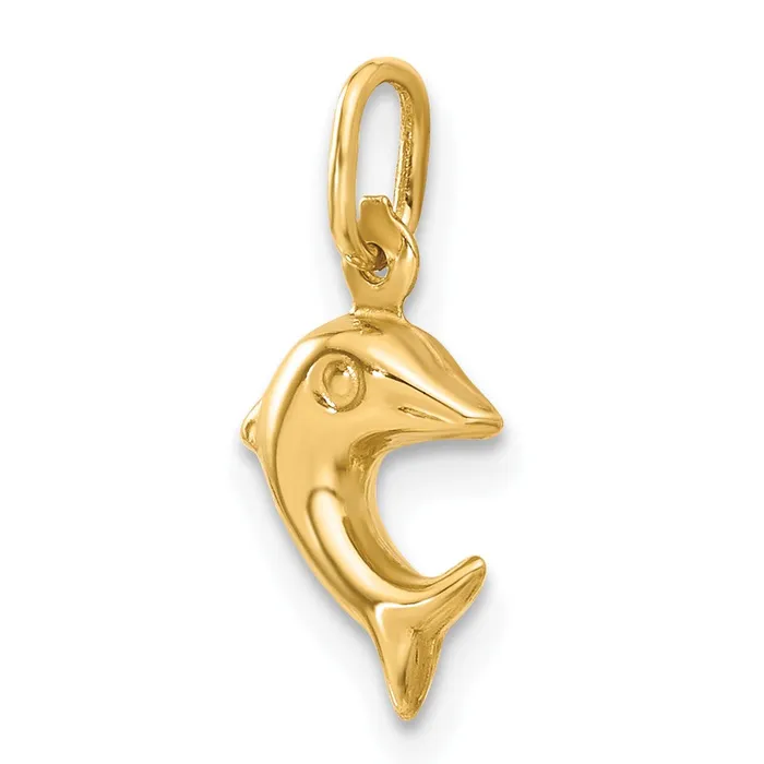 Charm Necklaces TreasureFineJewelers 14k Dolphin Charm