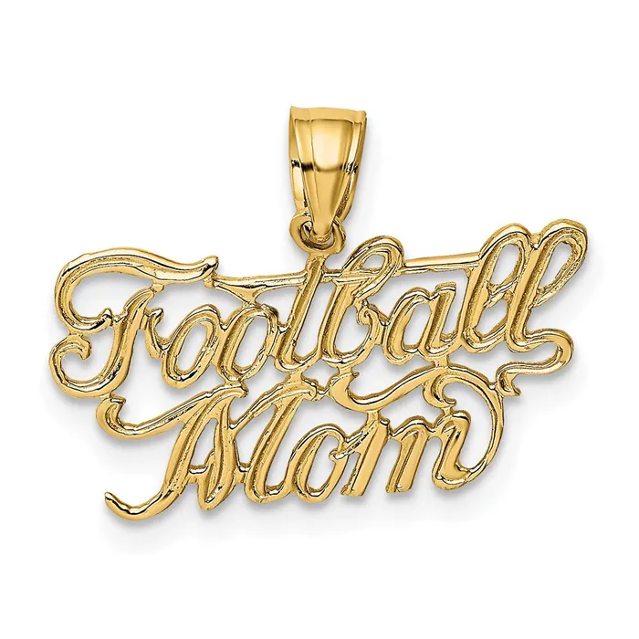 Charm Necklaces TreasureFineJewelers 14K FOOTBALL MOM Charm