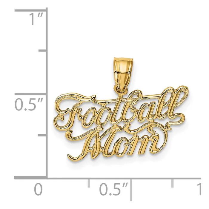 Charm Necklaces TreasureFineJewelers 14K FOOTBALL MOM Charm