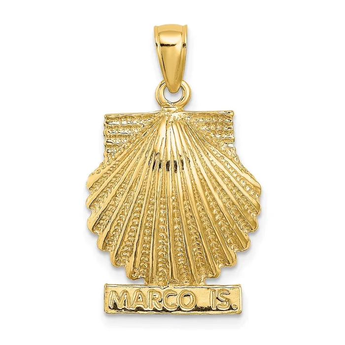Charm Necklaces TreasureFineJewelers 14K MARCO IS Scallop Shell Charm