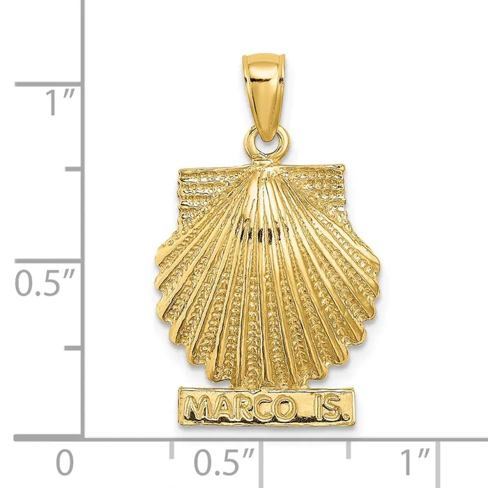Charm Necklaces TreasureFineJewelers 14K MARCO IS Scallop Shell Charm