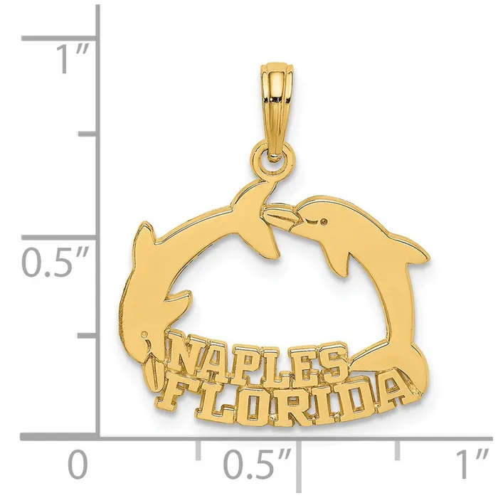 Charm Necklaces TreasureFineJewelers 14K NAPLES FLORIDA Jumping Dolphins Charm