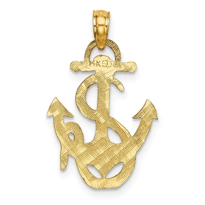 Charm Necklaces TreasureFineJewelers 14K Polished Anchor and Rope Charm