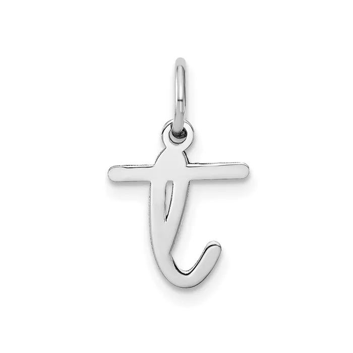 Charm Necklaces TreasureFineJewelers 14k White Gold Lower case Letter T Initial Charm Charm Necklaces TreasureFineJewelers 14k White Gold Lower case Letter T Initial Charm