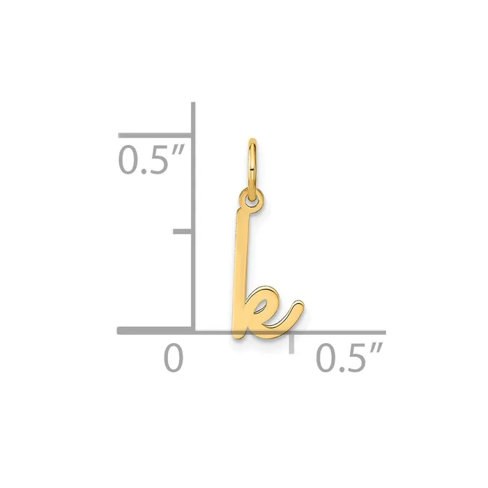 Charm Necklaces TreasureFineJewelers 14k Yellow Gold Lower case Letter K Initial Charm