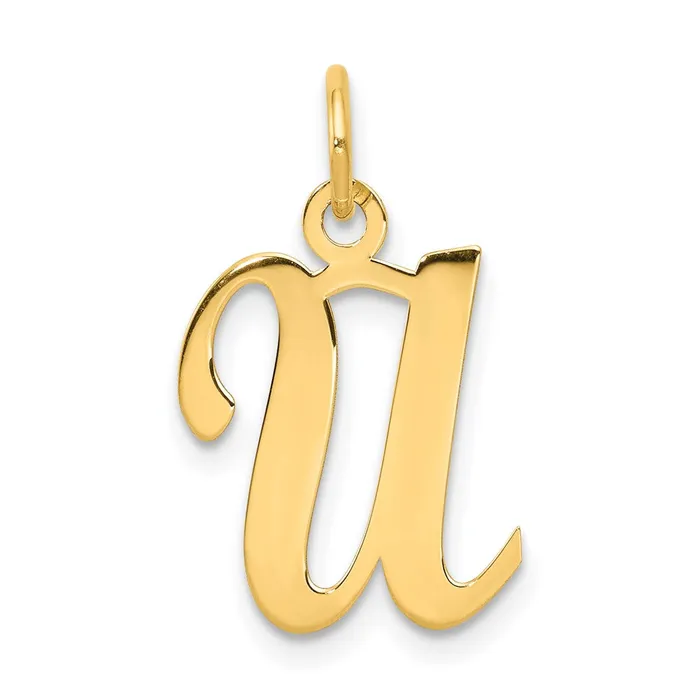 Charm Necklaces TreasureFineJewelers 14k Yellow Gold Script Letter U Initial Charm Charm Necklaces TreasureFineJewelers 14k Yellow Gold Script Letter U Initial Charm