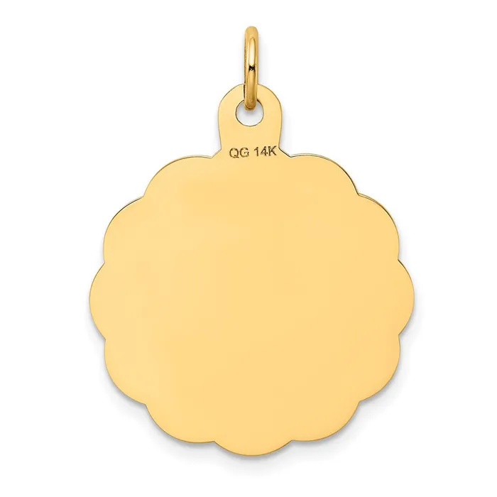 Charm Necklaces TreasureFineJewelers 14k Yellow Gold Wedding Bells Engraveable Disc Charm