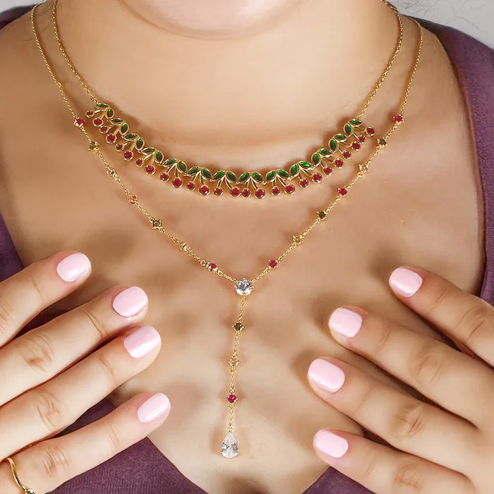 Cherry Gemstone YNecklace Trendolla Jewelry Necklaces