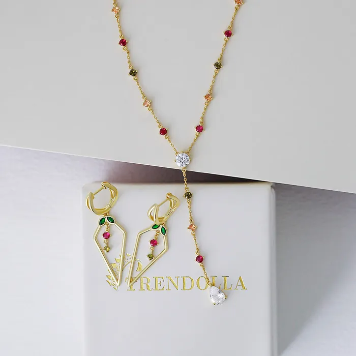 Cherry Gemstone YNecklace Trendolla Jewelry Necklaces