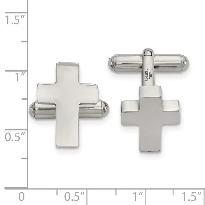 Chisel Stainless Steel Polished Cross Cufflinks TreasureFineJewelers Bracelets