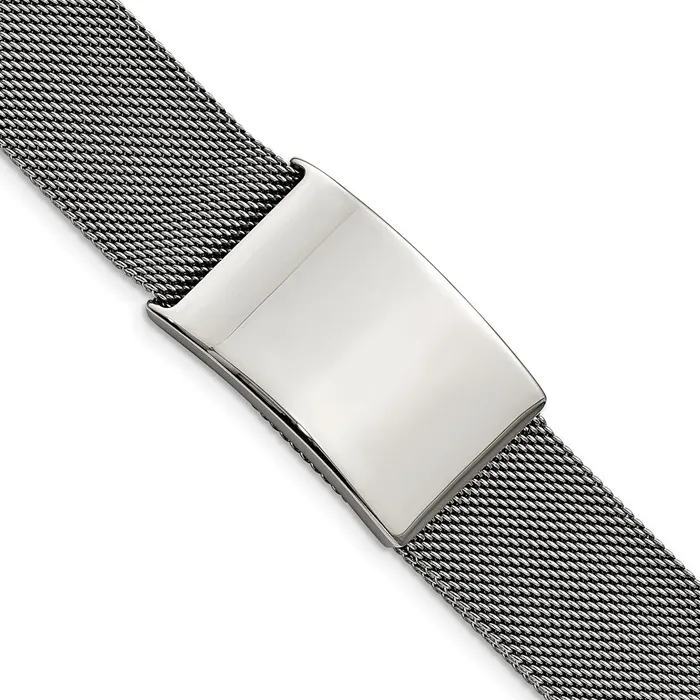 Chisel Stainless Steel Polished Mesh Adjustable ID Bracelet TreasureFineJewelers Bracelets Chisel Stainless Steel Polished Mesh Adjustable ID Bracelet TreasureFineJewelers Bracelets