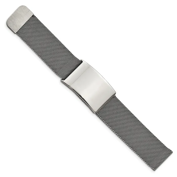 Chisel Stainless Steel Polished Mesh Adjustable ID Bracelet TreasureFineJewelers Bracelets