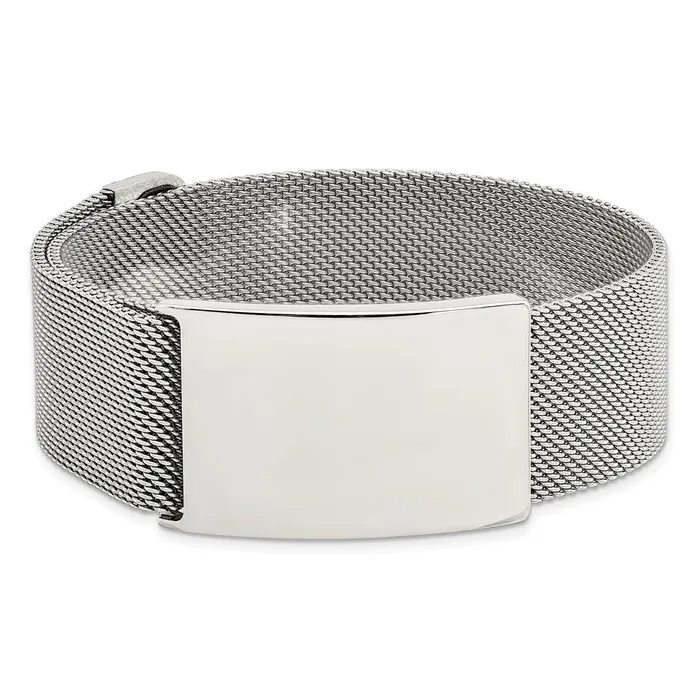 Chisel Stainless Steel Polished Mesh Adjustable ID Bracelet TreasureFineJewelers Bracelets