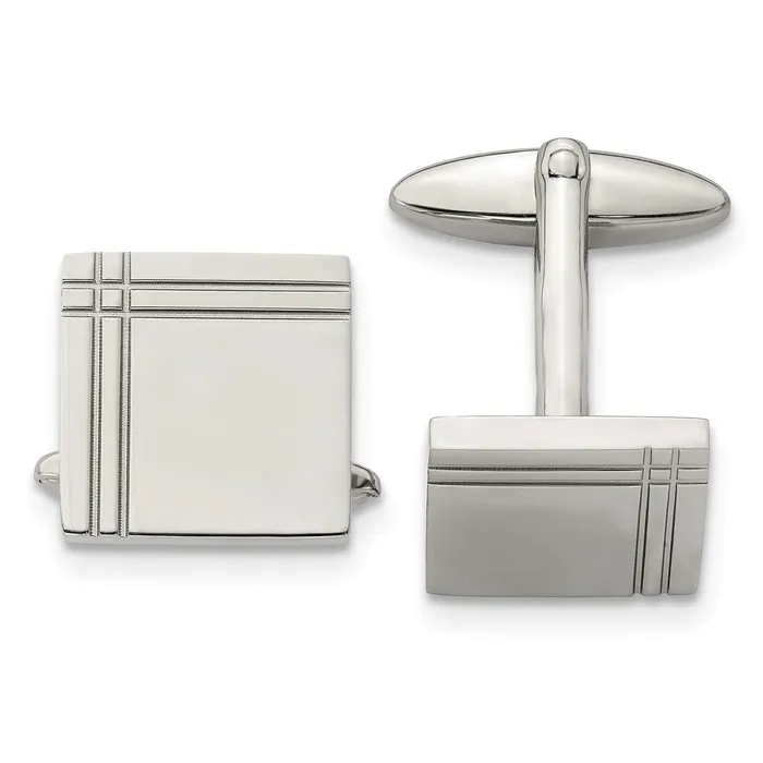 Chisel Stainless Steel Polished Square Cufflinks TreasureFineJewelers Bracelets Chisel Stainless Steel Polished Square Cufflinks TreasureFineJewelers Bracelets