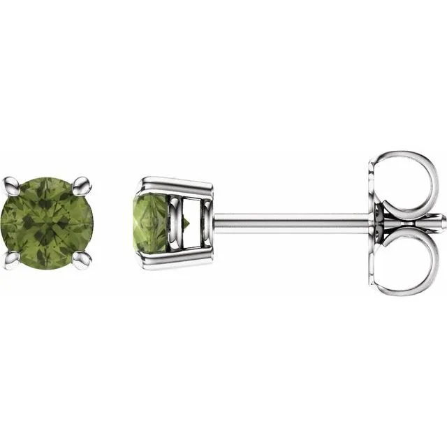 Earrings 14K White Gold 4 mm Natural Peridot Stud Earrings with Friction Post TreasureFineJewelers Earrings 14K White Gold 4 mm Natural Peridot Stud Earrings with Friction Post TreasureFineJewelers