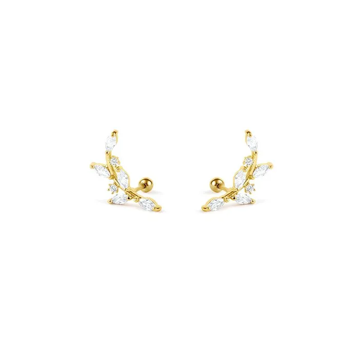 Earrings Curved Floral Crawler Piercing Barbell Earrings Ball Back Earrings Sleeper Earrings Trendolla Jewelry Earrings Curved Floral Crawler Piercing Barbell Earrings Ball Back Earrings Sleeper Earrings Trendolla Jewelry