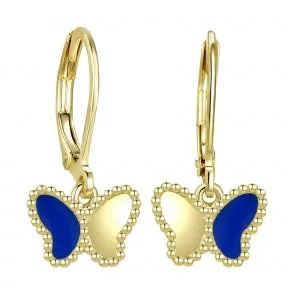 Earrings Perfect Piercing Blue and gold Butterfly earrings