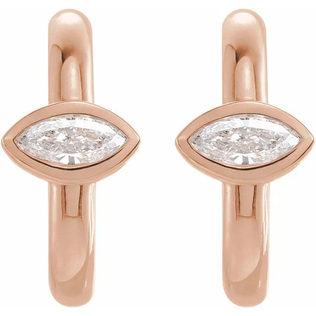 Earrings TreasureFineJewelers 14K Rose Gold 18 CTW Natural Diamond Huggie Hoop Earrings