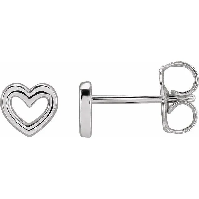 Earrings TreasureFineJewelers 14K White Gold 529x5 mm Heart Earrings
