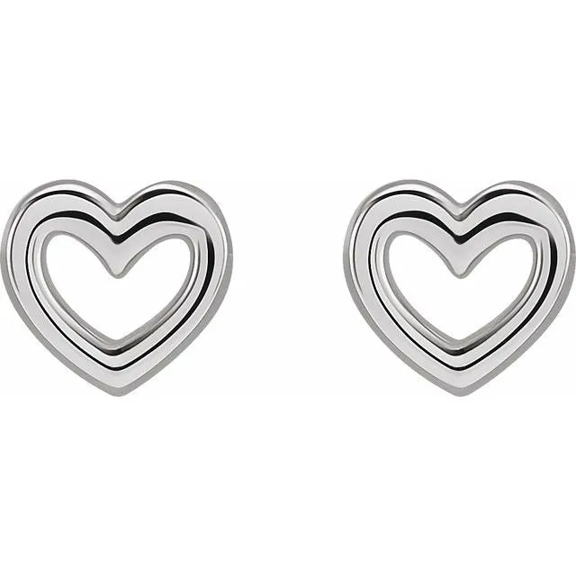 Earrings TreasureFineJewelers 14K White Gold 529x5 mm Heart Earrings