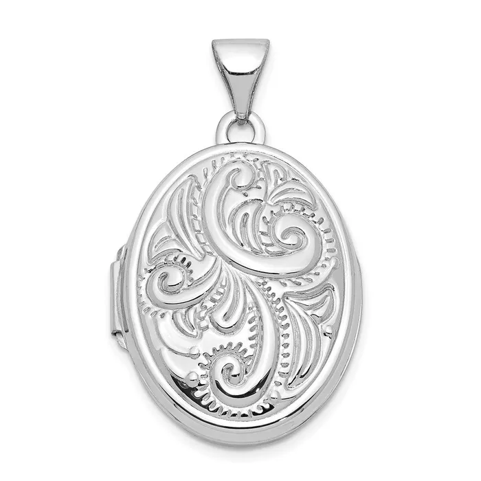 Earrings TreasureFineJewelers 14k White Gold Scroll Design Domed Oval Locket Earrings TreasureFineJewelers 14k White Gold Scroll Design Domed Oval Locket