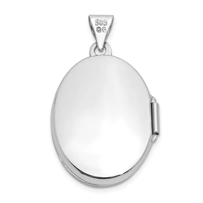 Earrings TreasureFineJewelers 14k White Gold Scroll Design Domed Oval Locket