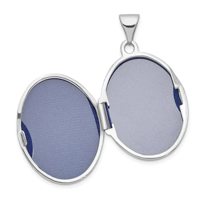 Earrings TreasureFineJewelers 14k White Gold Scroll Design Domed Oval Locket