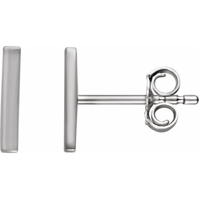 Earrings TreasureFineJewelers 14K White Vertical Bar Earrings