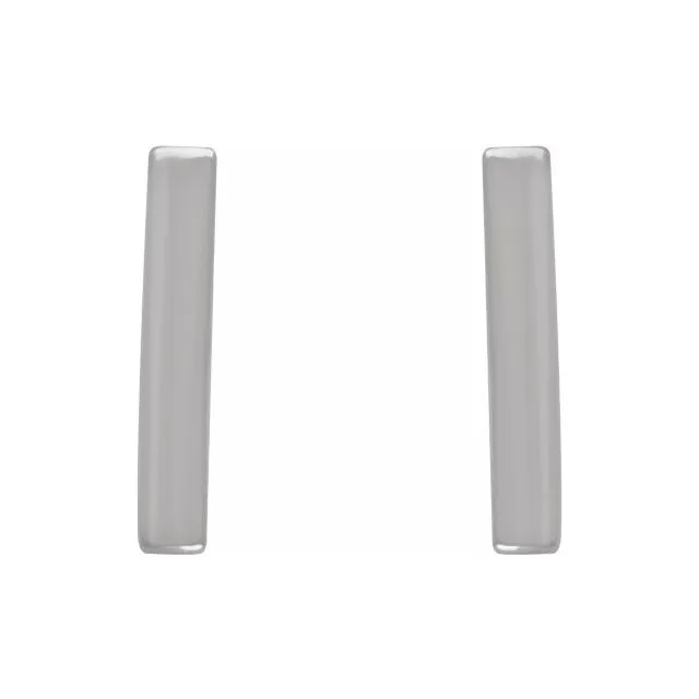 Earrings TreasureFineJewelers 14K White Vertical Bar Earrings