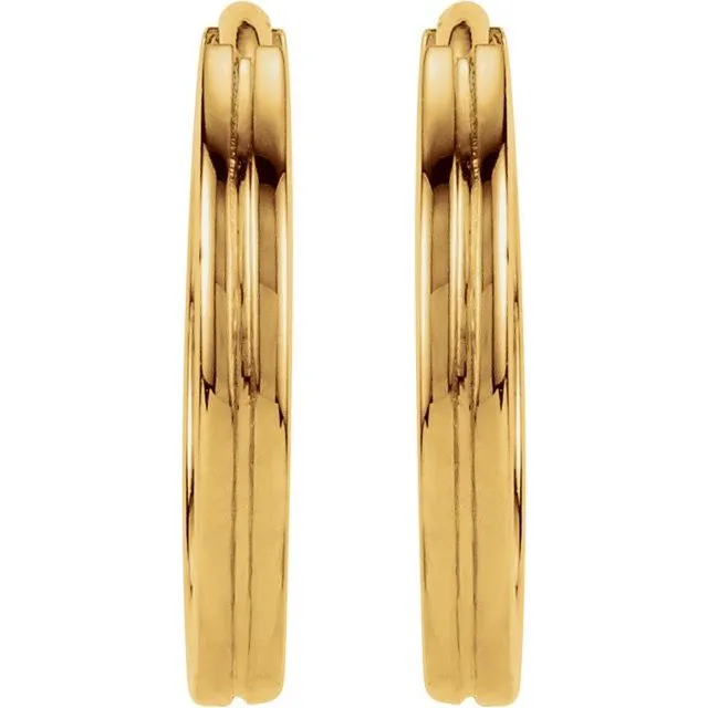 Earrings TreasureFineJewelers 14K Yellow Gold 103 mm Grooved Huggie Earrings