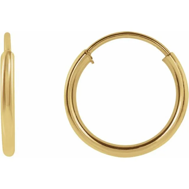 Earrings TreasureFineJewelers 14K Yellow Gold 10 mm Flexible Endless Huggie Earrings Earrings TreasureFineJewelers 14K Yellow Gold 10 mm Flexible Endless Huggie Earrings
