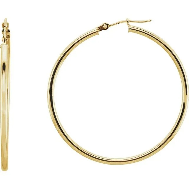 Earrings TreasureFineJewelers 14K Yellow Gold 40 mm Hoop Earrings