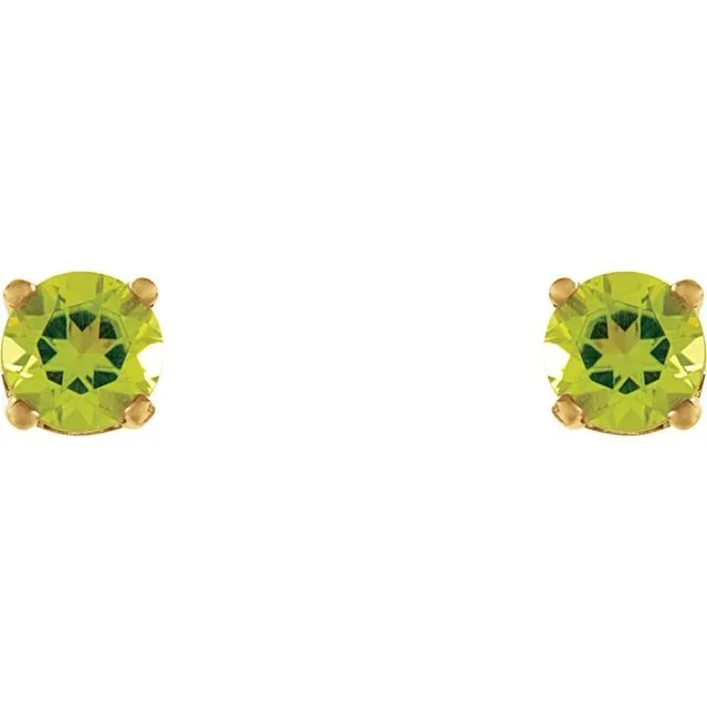 Earrings TreasureFineJewelers 14K Yellow Gold Natural Peridot Youth Earrings