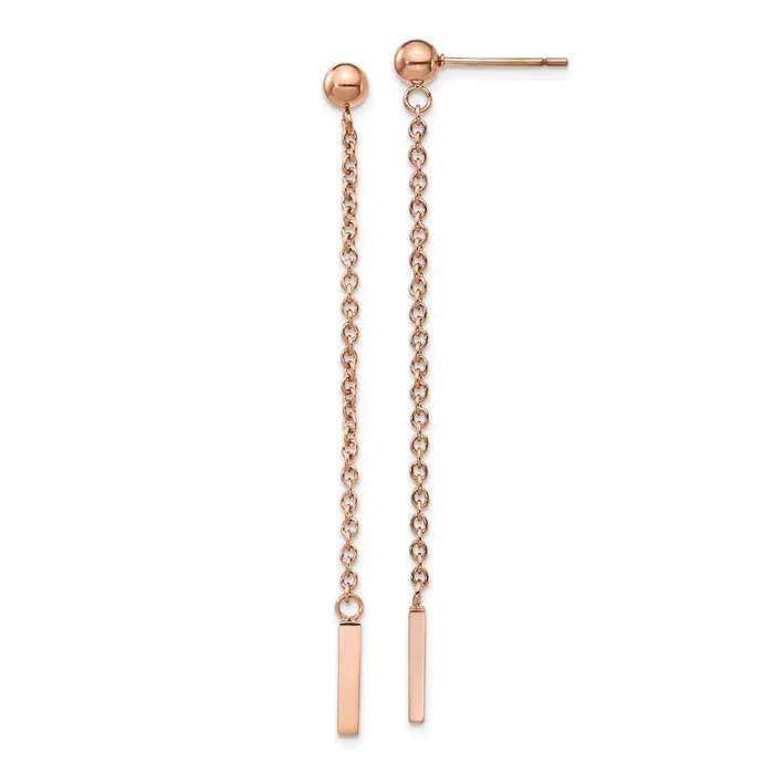 Earrings TreasureFineJewelers Stainless Steel Polished Rose IPplated Post Dangle Earrings Earrings TreasureFineJewelers Stainless Steel Polished Rose IPplated Post Dangle Earrings