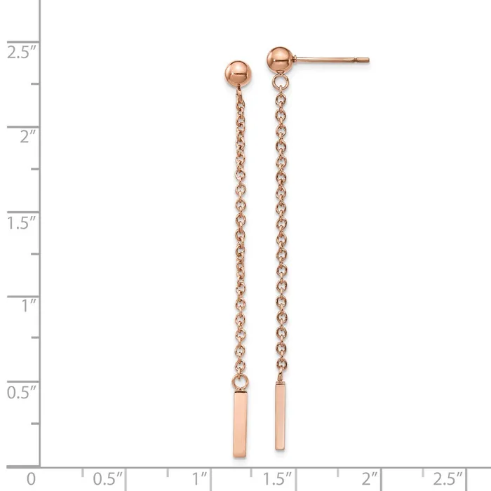 Earrings TreasureFineJewelers Stainless Steel Polished Rose IPplated Post Dangle Earrings