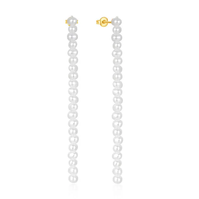 Earrings Trendolla Jewelry Sterling Silver Pearl Strand Drop Earrings for Women Earrings Trendolla Jewelry Sterling Silver Pearl Strand Drop Earrings for Women