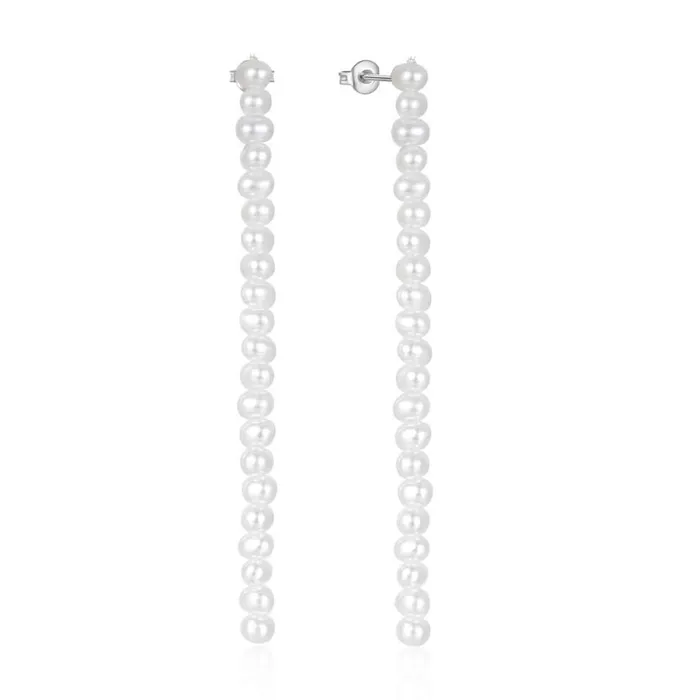 Earrings Trendolla Jewelry Sterling Silver Pearl Strand Drop Earrings for Women