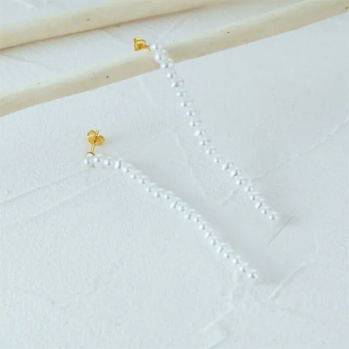 Earrings Trendolla Jewelry Sterling Silver Pearl Strand Drop Earrings for Women