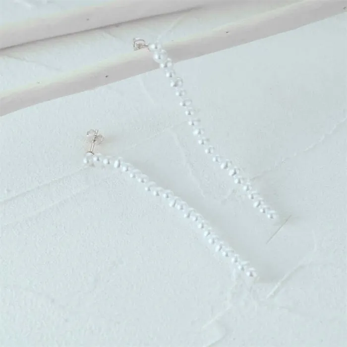 Earrings Trendolla Jewelry Sterling Silver Pearl Strand Drop Earrings for Women