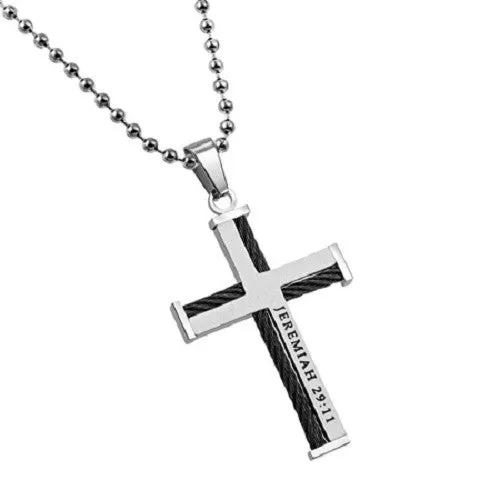 I Know Cable Cross Necklace Stainless Steel Bead Chain North Arrow Shop Necklaces
