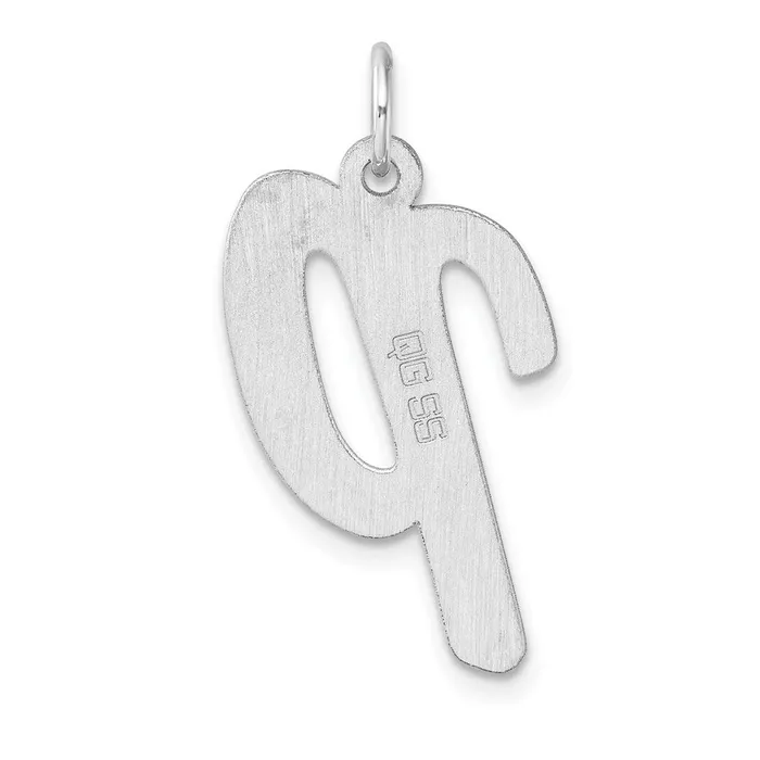 Large Sterling Silver Rhodiumplated Script Letter P Initial Charm TreasureFineJewelers Necklaces