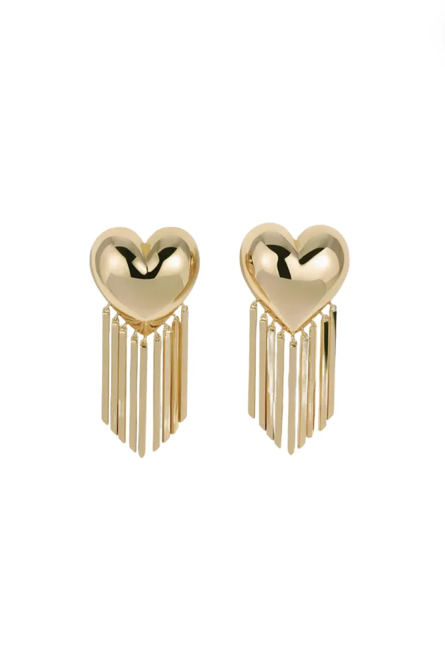 Lili Claspe Bubble Heart Fringe Gold Earrings Lilli Claspe Earrings