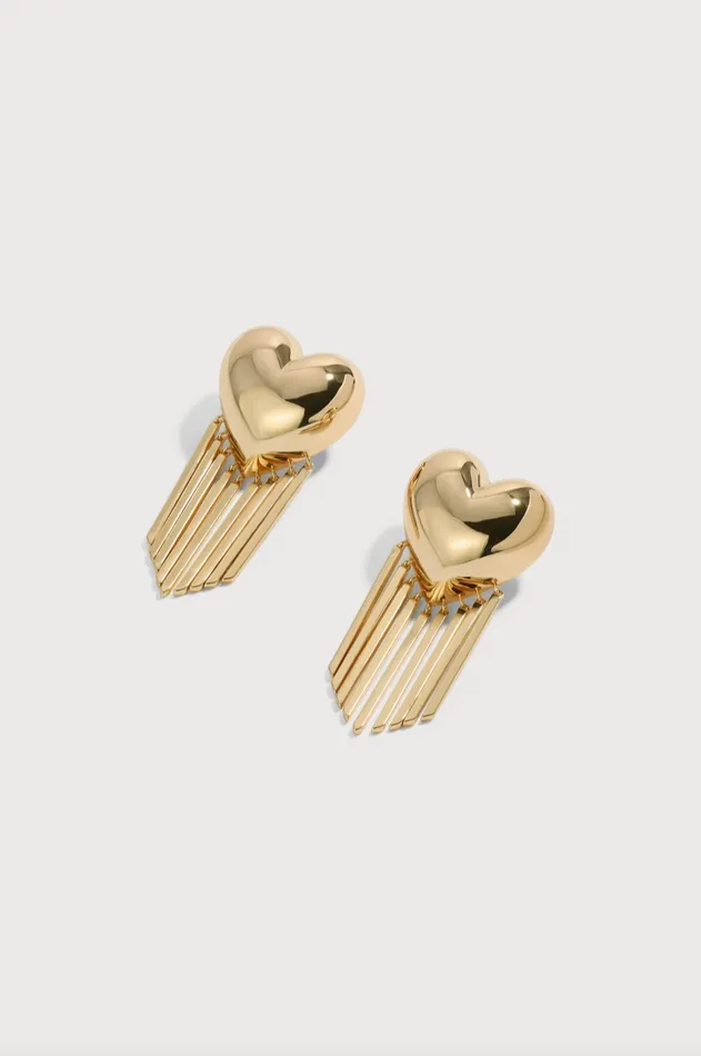 Lili Claspe Bubble Heart Fringe Gold Earrings Lilli Claspe Earrings