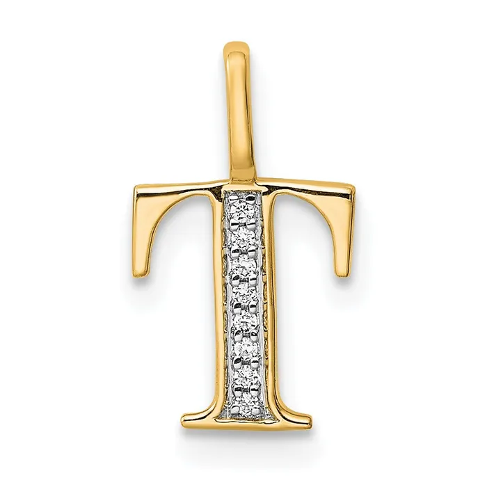 Necklaces 10k Yellow Gold Diamond Letter T Initial Pendant TreasureFineJewelers Necklaces 10k Yellow Gold Diamond Letter T Initial Pendant TreasureFineJewelers